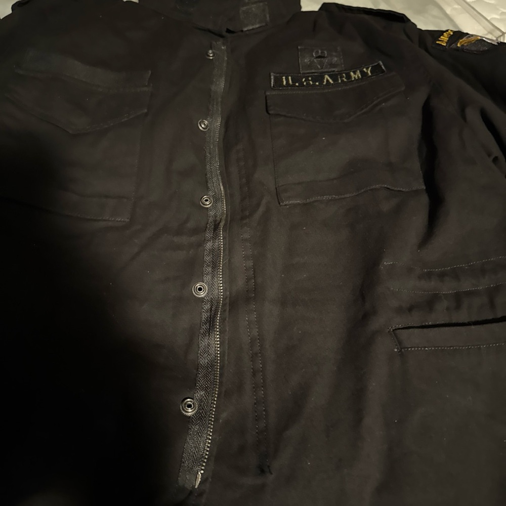 Black Military Field Jacket with Utilitarian Design